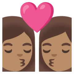 👩🏽‍❤️‍💋‍👩🏽 Berciuman Wanita dengan Wanita Warna Kulit Sedang Google
