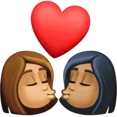 👩🏽‍❤️‍💋‍👩🏾 Berciuman Wanita dengan Wanita Warna Kulit Sedang dengan Warna Kulit Gelap Sedang Facebook