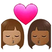👩🏽‍❤️‍💋‍👩🏾 Berciuman Wanita dengan Wanita Warna Kulit Sedang dengan Warna Kulit Gelap Sedang Samsung
