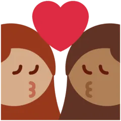👩🏽‍❤️‍💋‍👩🏾 Berciuman Wanita dengan Wanita Warna Kulit Sedang dengan Warna Kulit Gelap Sedang Twitter