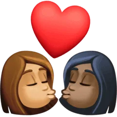👩🏽‍❤️‍💋‍👩🏿 Berciuman Wanita dengan Wanita Warna Kulit Sedang dengan Warna Kulit Gelap Facebook