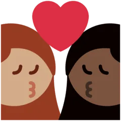 👩🏽‍❤️‍💋‍👩🏿 Berciuman Wanita dengan Wanita Warna Kulit Sedang dengan Warna Kulit Gelap Twitter