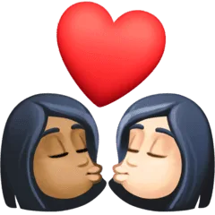 👩🏾‍❤️‍💋‍👩🏻 Berciuman Wanita dengan Wanita Warna Kulit Gelap Sedang dengan Warna Kulit Cerah Facebook