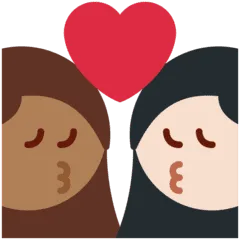 👩🏾‍❤️‍💋‍👩🏻 Berciuman Wanita dengan Wanita Warna Kulit Gelap Sedang dengan Warna Kulit Cerah Twitter