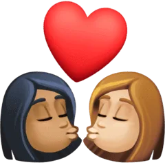 👩🏾‍❤️‍💋‍👩🏼 Berciuman Wanita dengan Wanita Warna Kulit Gelap Sedang dengan Warna Kulit Cerah Sedang Facebook
