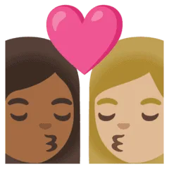 👩🏾‍❤️‍💋‍👩🏼 Berciuman Wanita dengan Wanita Warna Kulit Gelap Sedang dengan Warna Kulit Cerah Sedang Google