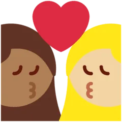👩🏾‍❤️‍💋‍👩🏼 Berciuman Wanita dengan Wanita Warna Kulit Gelap Sedang dengan Warna Kulit Cerah Sedang Twitter