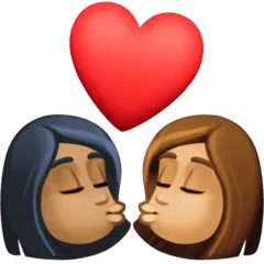 👩🏾‍❤️‍💋‍👩🏽 Berciuman Wanita dengan Wanita Warna Kulit Gelap Sedang dengan Warna Kulit Sedang Facebook