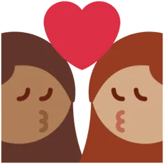 👩🏾‍❤️‍💋‍👩🏽 Berciuman Wanita dengan Wanita Warna Kulit Gelap Sedang dengan Warna Kulit Sedang Twitter