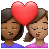 👩🏾‍❤️‍💋‍👩🏽 Berciuman Wanita dengan Wanita Warna Kulit Gelap Sedang dengan Warna Kulit Sedang WhatsApp