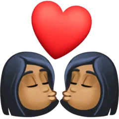 👩🏾‍❤️‍💋‍👩🏾 Berciuman Wanita dengan Wanita Warna Kulit Gelap Sedang Facebook
