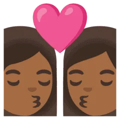 👩🏾‍❤️‍💋‍👩🏾 Berciuman Wanita dengan Wanita Warna Kulit Gelap Sedang Google