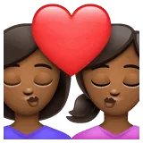 👩🏾‍❤️‍💋‍👩🏾 Berciuman Wanita dengan Wanita Warna Kulit Gelap Sedang WhatsApp