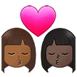 👩🏾‍❤️‍💋‍👩🏿 Berciuman Wanita dengan Wanita Warna Kulit Gelap Sedang dengan Warna Kulit Gelap Samsung