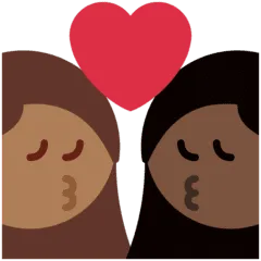 👩🏾‍❤️‍💋‍👩🏿 Berciuman Wanita dengan Wanita Warna Kulit Gelap Sedang dengan Warna Kulit Gelap Twitter