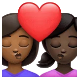 👩🏾‍❤️‍💋‍👩🏿 Berciuman Wanita dengan Wanita Warna Kulit Gelap Sedang dengan Warna Kulit Gelap WhatsApp