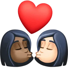 👩🏿‍❤️‍💋‍👩🏻 Berciuman Wanita dengan Wanita Warna Kulit Gelap dengan Warna Kulit Cerah Facebook