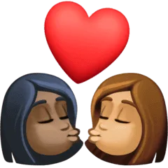 👩🏿‍❤️‍💋‍👩🏽 Berciuman Wanita dengan Wanita Warna Kulit Gelap dengan Warna Kulit Sedang Facebook