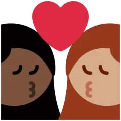 👩🏿‍❤️‍💋‍👩🏽 Berciuman Wanita dengan Wanita Warna Kulit Gelap dengan Warna Kulit Sedang Twitter