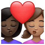 👩🏿‍❤️‍💋‍👩🏽 Berciuman Wanita dengan Wanita Warna Kulit Gelap dengan Warna Kulit Sedang WhatsApp