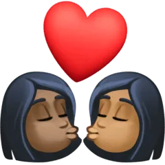 👩🏿‍❤️‍💋‍👩🏾 Berciuman Wanita dengan Wanita Warna Kulit Gelap dengan Warna Kulit Sedang Facebook