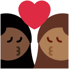 👩🏿‍❤️‍💋‍👩🏾 Berciuman Wanita dengan Wanita Warna Kulit Gelap dengan Warna Kulit Sedang Twitter