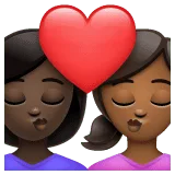 👩🏿‍❤️‍💋‍👩🏾 Berciuman Wanita dengan Wanita Warna Kulit Gelap dengan Warna Kulit Sedang WhatsApp