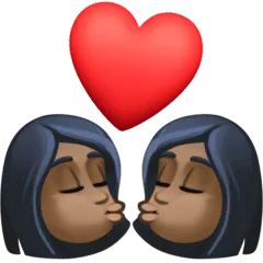 👩🏿‍❤️‍💋‍👩🏿 Berciuman Wanita dengan Wanita Warna Kulit Gelap Facebook