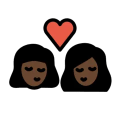 👩🏿‍❤️‍💋‍👩🏿 Berciuman Wanita dengan Wanita Warna Kulit Gelap OpenMoji