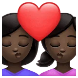 👩🏿‍❤️‍💋‍👩🏿 Berciuman Wanita dengan Wanita Warna Kulit Gelap WhatsApp