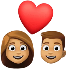 💑🏽 Pasangan dengan Hati Warna Kulit Sedang Facebook