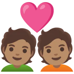 💑🏽 Pasangan dengan Hati Warna Kulit Sedang Google