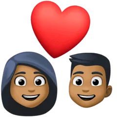 💑🏾 Pasangan dengan Hati Warna Kulit Gelap Sedang Facebook