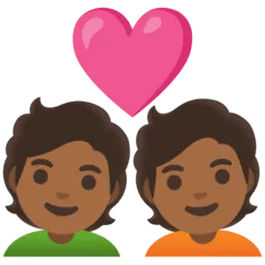 💑🏾 Pasangan dengan Hati Warna Kulit Gelap Sedang Google