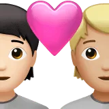🧑🏻‍❤️‍🧑🏼 Pasangan dengan Hati Warna Kulit Cerah dengan Warna Kulit Cerah Sedang Apple