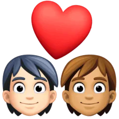🧑🏻‍❤️‍🧑🏽 Pasangan dengan Hati Warna Kulit Cerah dengan Warna Kulit Sedang Facebook