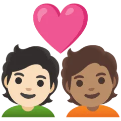 🧑🏻‍❤️‍🧑🏽 Pasangan dengan Hati Warna Kulit Cerah dengan Warna Kulit Sedang Google