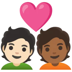 🧑🏻‍❤️‍🧑🏾 Pasangan dengan Hati Warna Kulit Cerah dengan Warna Kulit Gelap Sedang Google