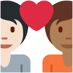 🧑🏻‍❤️‍🧑🏾 Pasangan dengan Hati Warna Kulit Cerah dengan Warna Kulit Gelap Sedang Twitter