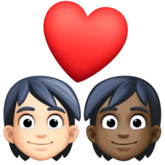 🧑🏻‍❤️‍🧑🏿 Pasangan dengan Hati Warna Kulit Cerah dengan Warna Kulit Gelap Facebook