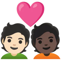 🧑🏻‍❤️‍🧑🏿 Pasangan dengan Hati Warna Kulit Cerah dengan Warna Kulit Gelap Google