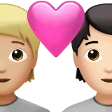 🧑🏼‍❤️‍🧑🏻 Pasangan dengan Hati Warna Kulit Cerah Sedang dengan Warna Kulit Cerah Apple
