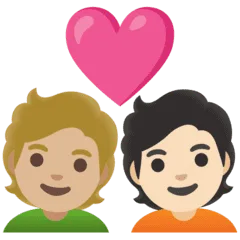 🧑🏼‍❤️‍🧑🏻 Pasangan dengan Hati Warna Kulit Cerah Sedang dengan Warna Kulit Cerah Google