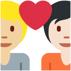 🧑🏼‍❤️‍🧑🏻 Pasangan dengan Hati Warna Kulit Cerah Sedang dengan Warna Kulit Cerah Twitter