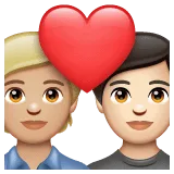 🧑🏼‍❤️‍🧑🏻 Pasangan dengan Hati Warna Kulit Cerah Sedang dengan Warna Kulit Cerah WhatsApp