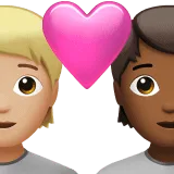 🧑🏼‍❤️‍🧑🏾 Pasangan dengan Hati Warna Kulit Cerah Sedang dengan Warna Kulit Gelap Sedang Apple