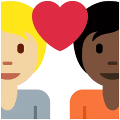 🧑🏼‍❤️‍🧑🏿 Pasangan dengan Hati Warna Kulit Cerah Sedang dengan Warna Kulit Gelap Twitter
