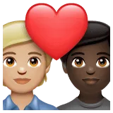 🧑🏼‍❤️‍🧑🏿 Pasangan dengan Hati Warna Kulit Cerah Sedang dengan Warna Kulit Gelap WhatsApp