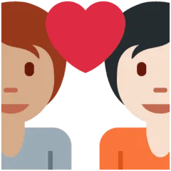 🧑🏽‍❤️‍🧑🏻 Pasangan dengan Hati Warna Kulit Sedang dengan Warna Kulit Cerah Twitter