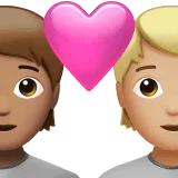 🧑🏽‍❤️‍🧑🏼 Pasangan dengan Hati Warna Kulit Sedang dengan Warna Kulit Cerah Sedang Apple